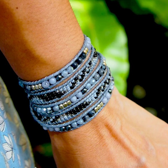 Victoria Emerson Jewelry - Victoria Emerson 5-wrap boho bracelet. New in pkg. Yellow, blue, white, clear